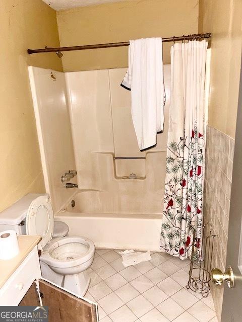 3210 Rogers Rd, Mcdonough, GA 30252 - full bathroom featuring shower / tub combo, tile patterned floors, and vanity