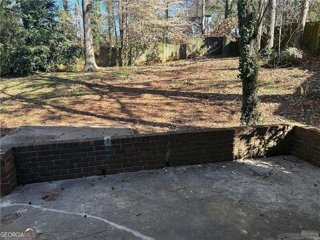 view of yard with a patio area and fence