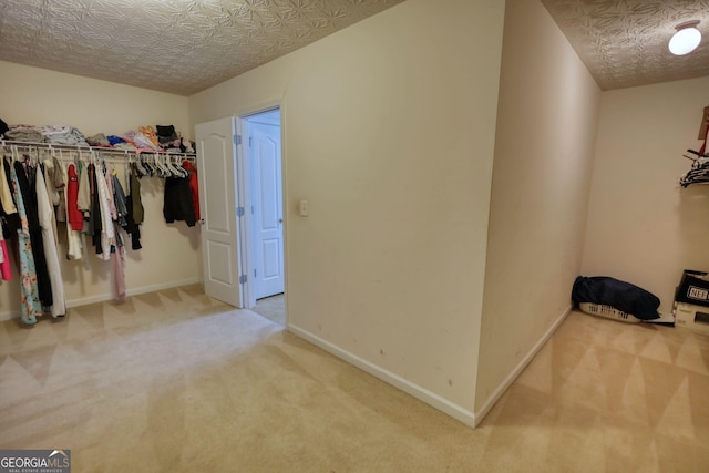 spacious closet featuring carpet flooring