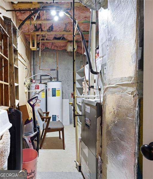 utility room featuring water heater