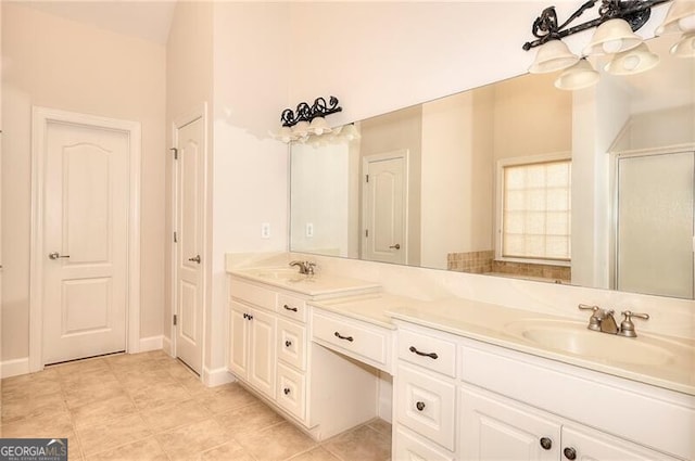 full bath featuring double vanity and a sink