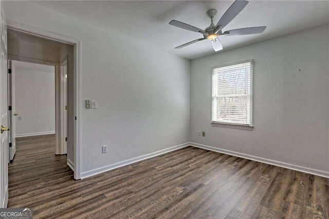 185 Starlight Dr, Sautee Nacoochee, GA 30571 - spare room with ceiling fan, baseboards, and dark wood-style floors