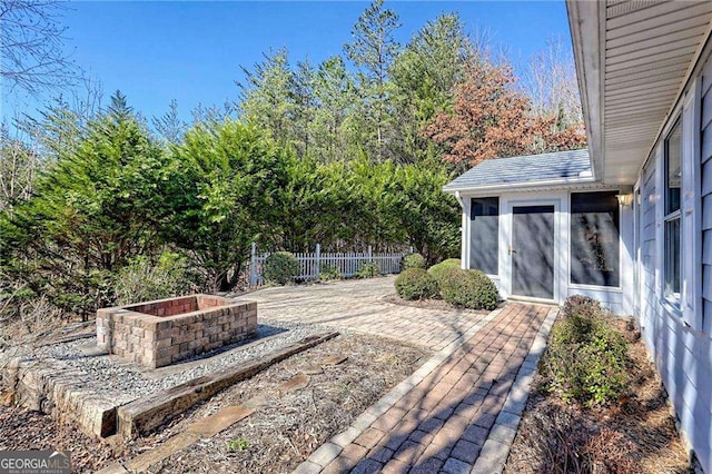 view of yard with a patio area and fence