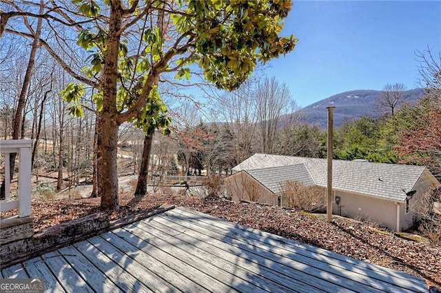 deck with a mountain view