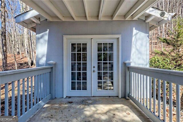 185 Starlight Dr, Sautee Nacoochee, GA 30571 - entrance to property with french doors and stucco siding