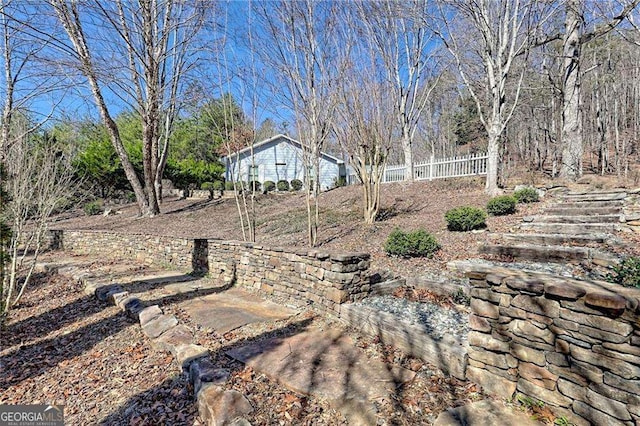 view of yard featuring fence