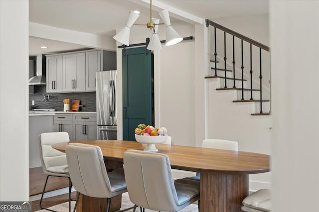 dining area with stairway