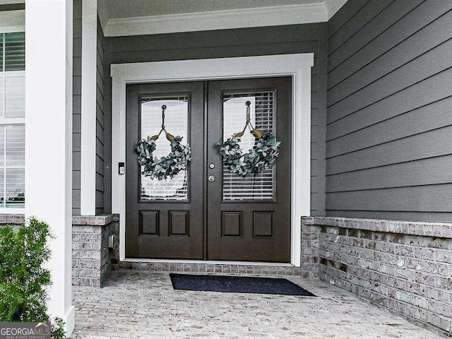 view of exterior entry with french doors