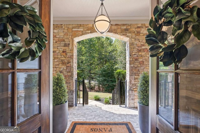 entryway with ornamental molding