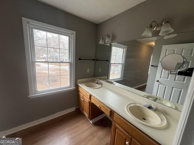 bathroom with double vanity, a wealth of natural light, and a sink