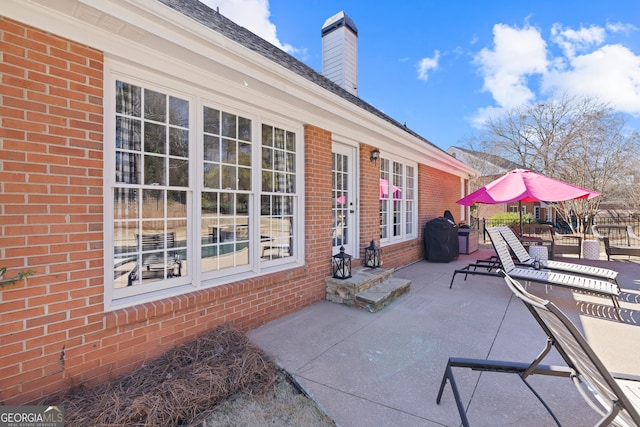 view of patio / terrace featuring entry steps and area for grilling