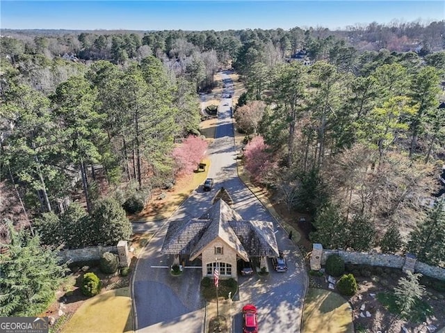 aerial view with a forest view