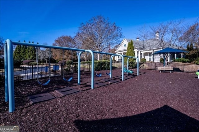 community play area featuring fence