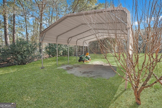 view of parking featuring driveway and a detached carport