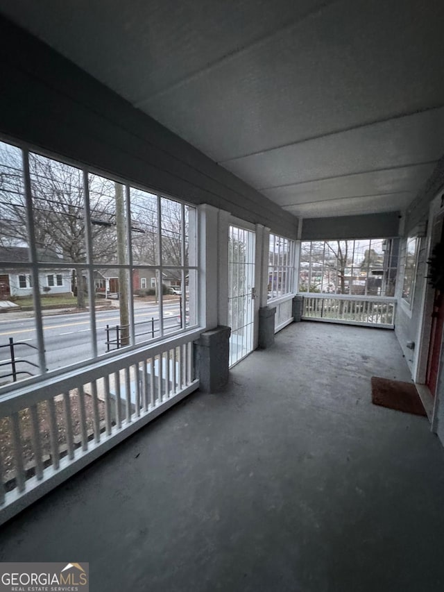 view of unfurnished sunroom