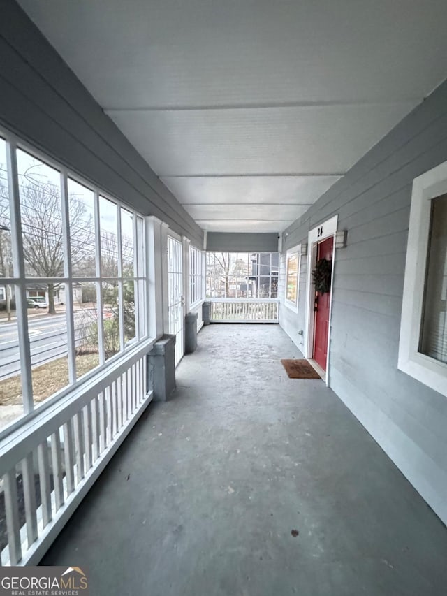 view of unfurnished sunroom