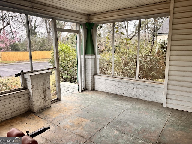 view of unfurnished sunroom