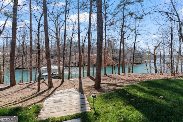 view of water feature featuring a dock