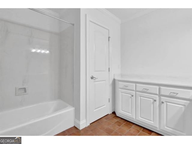 full bathroom featuring ornamental molding and shower / bathtub combination