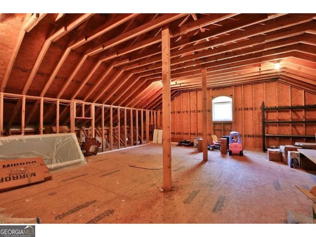 view of unfinished attic