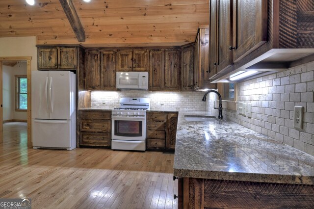 658 Dover Falls Trl, Ellijay, GA 30540 - dining area with wood ceiling, visible vents, ceiling fan, and light wood-style floors
