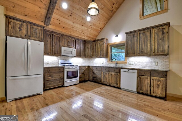 658 Dover Falls Trl, Ellijay, GA 30540 - dining area featuring wooden ceiling, a ceiling fan, visible vents, and light wood-style floors