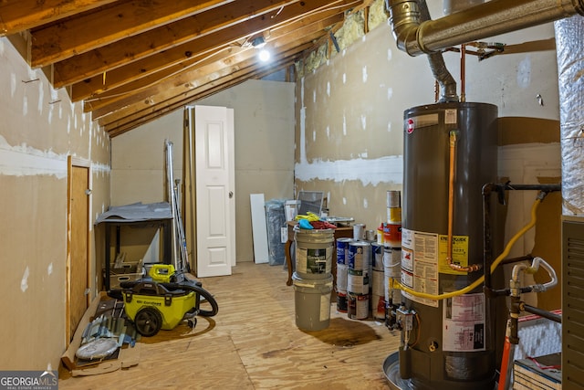 unfinished below grade area with gas water heater