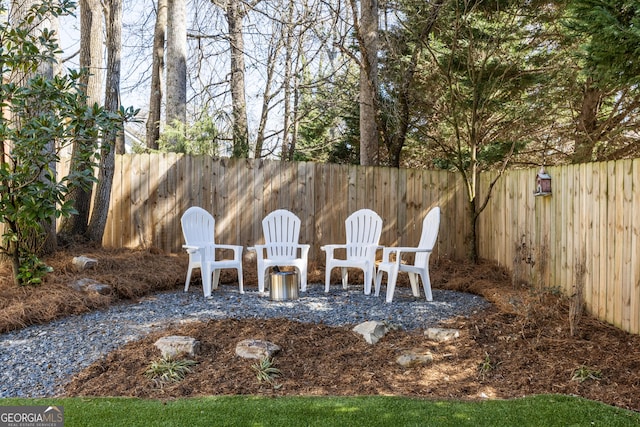 view of yard featuring a fenced backyard