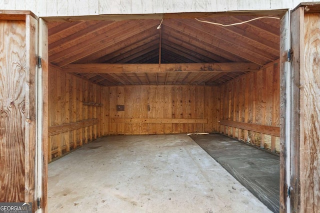 storage room with a sauna