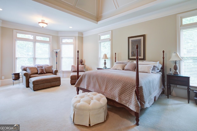 8440 Woodland Brooke Trl, Cumming, GA 30028 - carpeted bedroom with ornamental molding, multiple windows, and recessed lighting