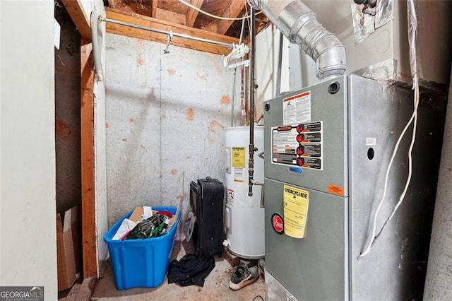 utilities featuring electric water heater and heating unit