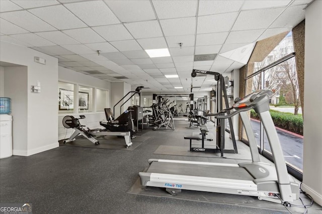 2479 Peachtree Rd NE Unit 1115, Atlanta, GA 30305 - exercise room with baseboards and a paneled ceiling