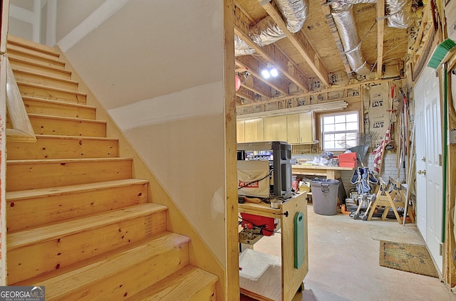 basement with stairway