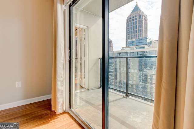 balcony with a view of city