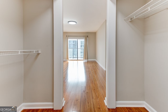 spacious closet featuring wood finished floors