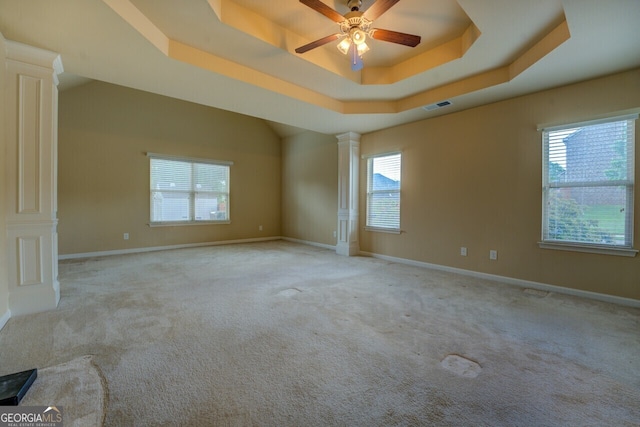 1186 Diamond Xing, Mcdonough, GA 30252 - unfurnished room featuring ornate columns, healthy amount of natural light, and ceiling fan