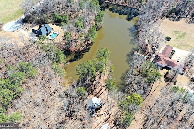 bird's eye view featuring a water view