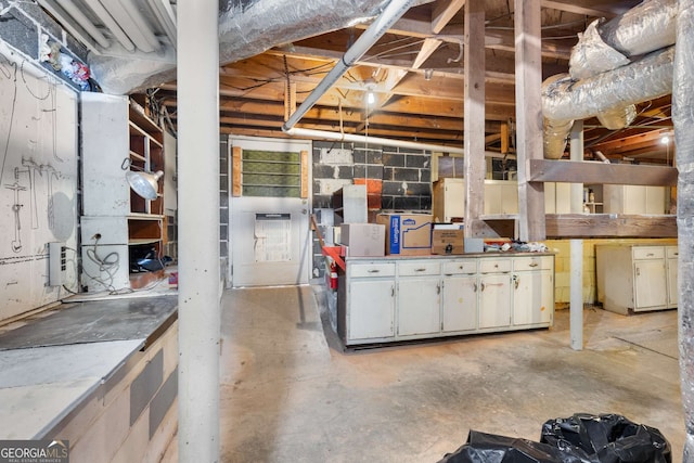 view of unfinished basement