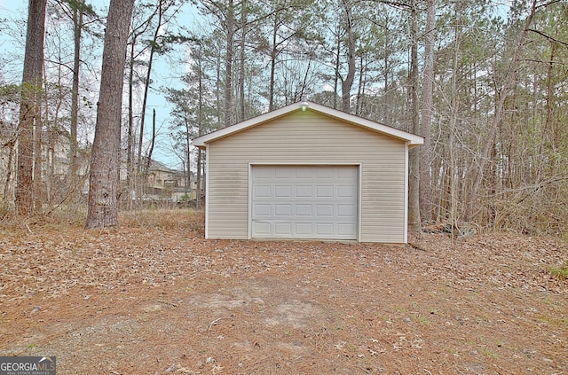 view of detached garage