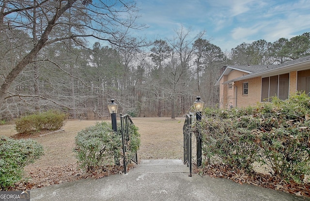 view of yard featuring a gate