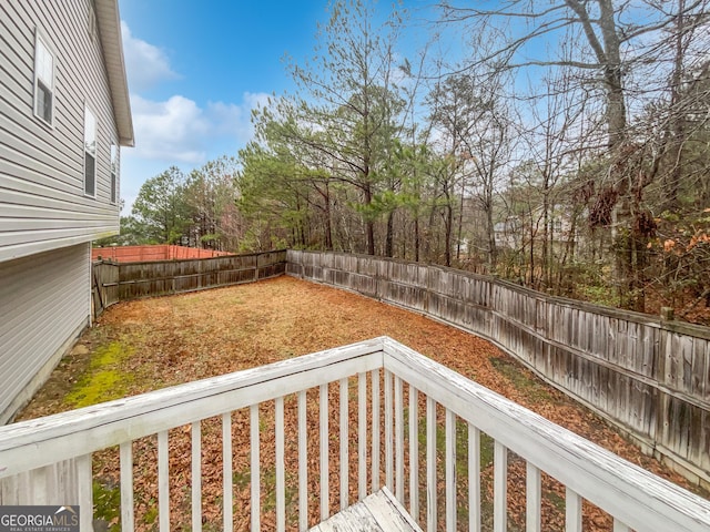 view of yard with a fenced backyard