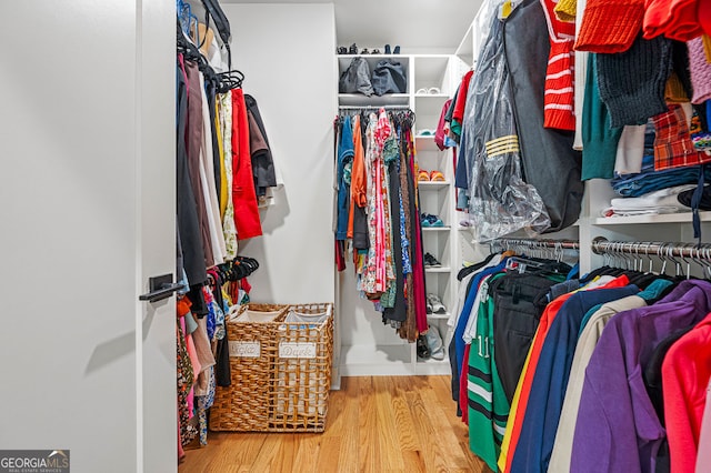 spacious closet featuring wood finished floors