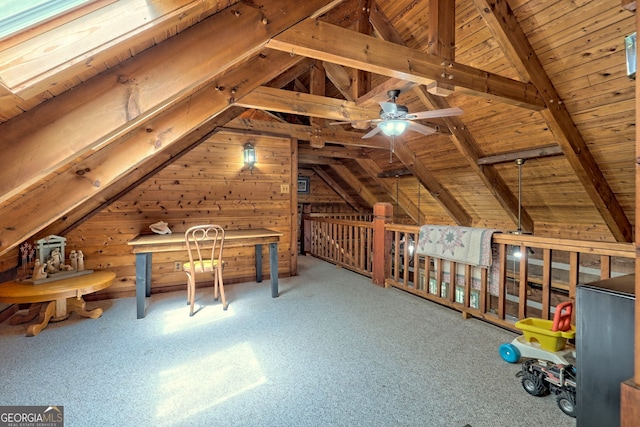 unfinished attic featuring an upstairs landing