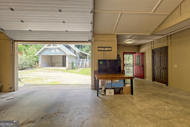 view of garage