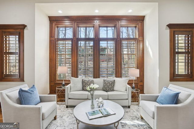 living room featuring plenty of natural light