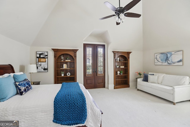 440 Belada Blvd, Sandy Springs, GA 30342 - carpeted bedroom featuring vaulted ceiling and ceiling fan