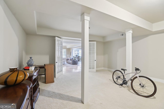 440 Belada Blvd, Sandy Springs, GA 30342 - below grade area with light carpet and french doors
