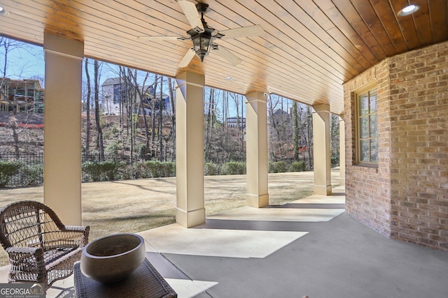 view of patio / terrace featuring ceiling fan