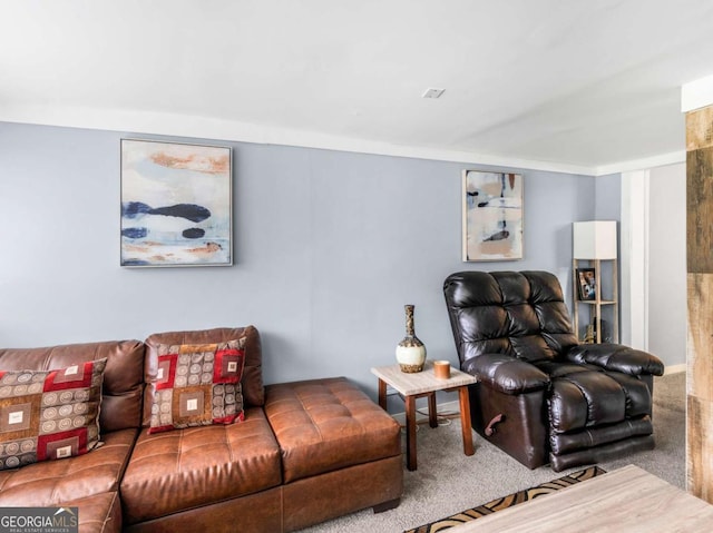 living room with carpet floors