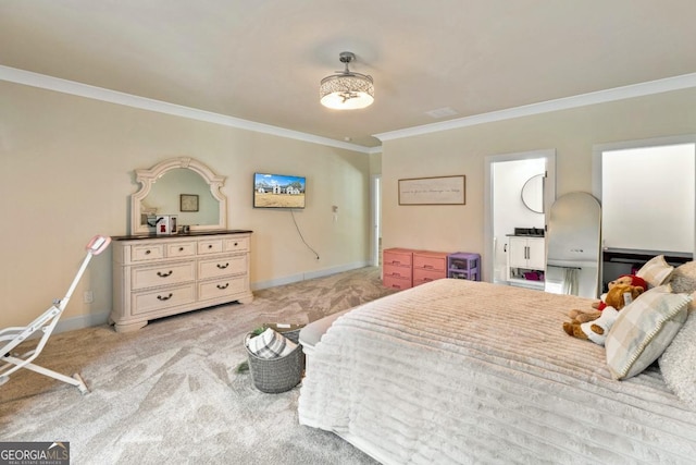 2634 Greenes Ln, Powder Springs, GA 30127 - bedroom featuring light carpet, baseboards, and ornamental molding